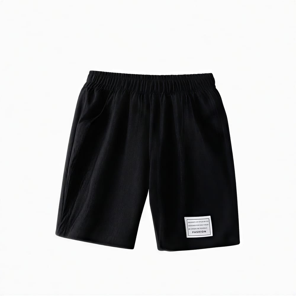 Black shorts — modern, minimalist outfit for boys.