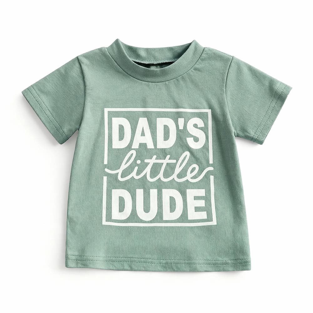 dads-little-dude-toddler-top-styles-by-syl Green "Dad's Little Dude" tee