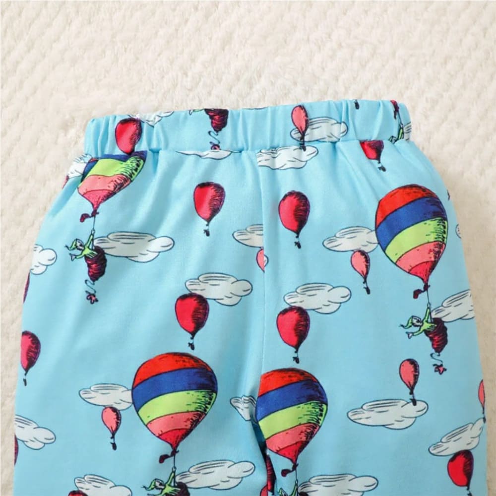 oh-the-places-ill-go-pajama-bottom-styles-by-syl Pink “Oh The Places I’ll Go” top and blue balloon-print bell bottom pants