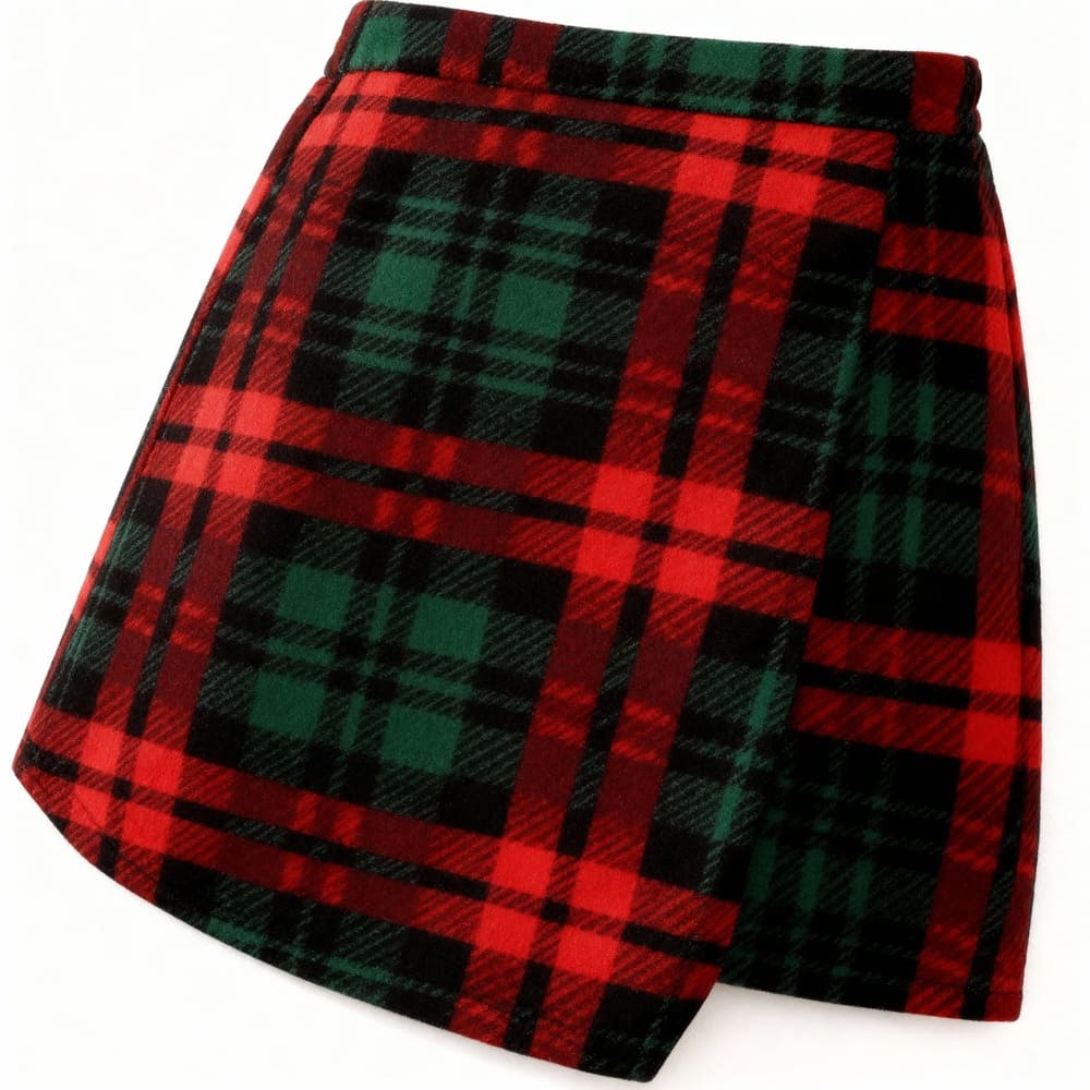 Green/red plaid skirt holiday set