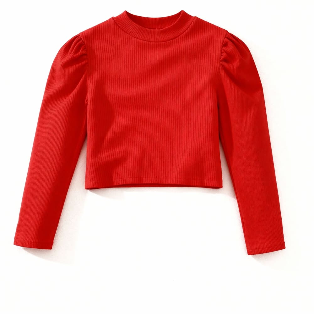 Red ribbed crop top holiday set