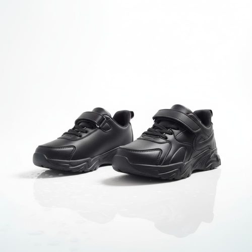 Boy’s all-black chunky sneakers with velcro straps