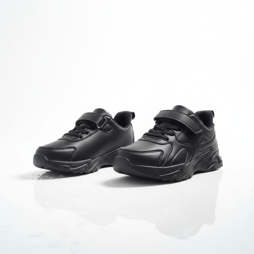 Boy’s all-black chunky sneakers with velcro straps