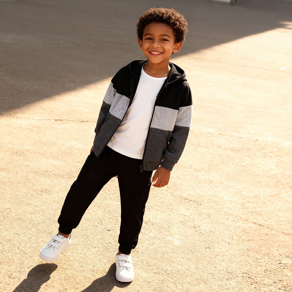 color-block-hoodie-set-boy-styles-by-syl-1 Black-gray-white color block hoodie and black cargo joggers