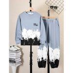 Light blue “Cool Boy” sweatshirt and joggers with paint splatter