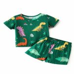 Navy dinosaur-in-space print pajama set