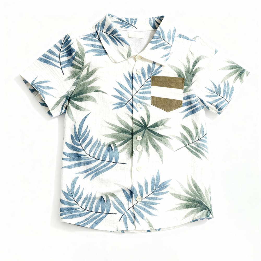 White leaf-print shirt toddler set